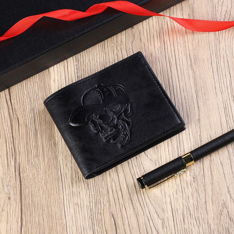 Men's Wallet Wallet Retro Skull Short Wallet Portable Fashion Men's Coin Purse_viptrois.com