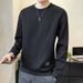 Men's Minimalist Crewneck Sweatshirt – Korean Streetwear Essential With Contrast Paneling & Velvet Touch (Casual Chic Pullover)_viptrois.com