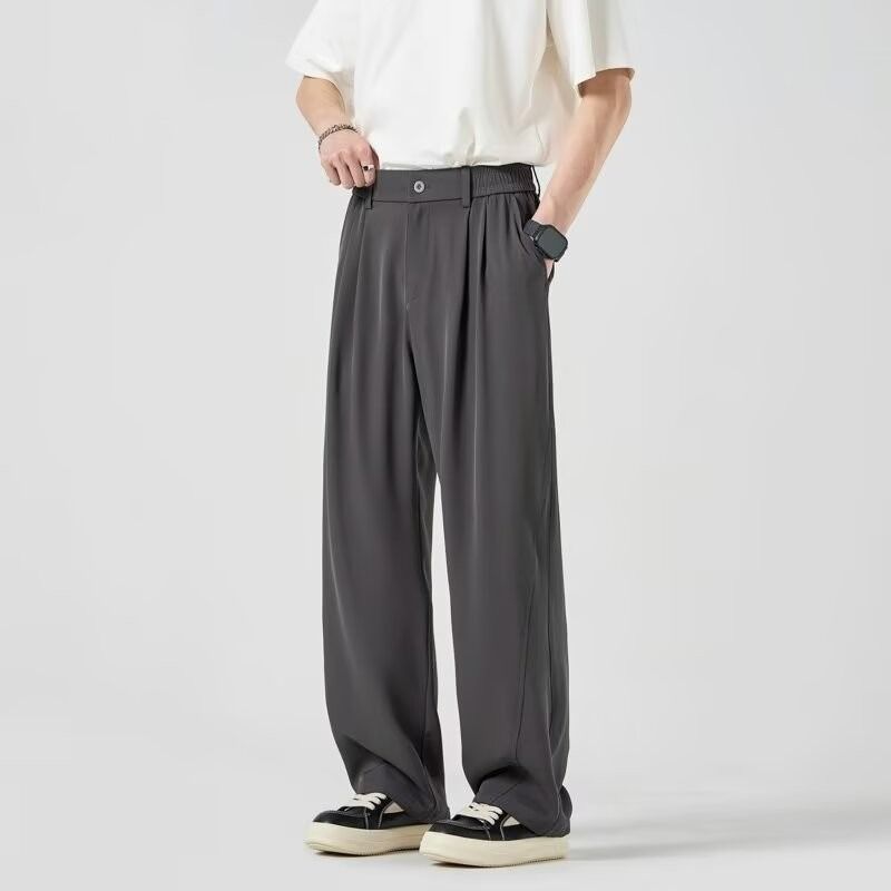 Men's Casual Dress Pants Relaxed Fit Straight Leg Autumn Spring Summer Flowing Drape Comfortable Men's Clothing Bottoms_viptrois.com