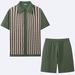 Men's Clothing Casual Cool Silk Knitted POLO Shirt Suit Short Sleeved Jacquard Two Piece Suit For Men SY0181_viptrois.com