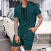 Men's Casual 2-Piece Set - Drawstring Shorts & Round Neck T-Shirt | Summer Fashion Short Sleeve Outfit Set_viptrois.com
