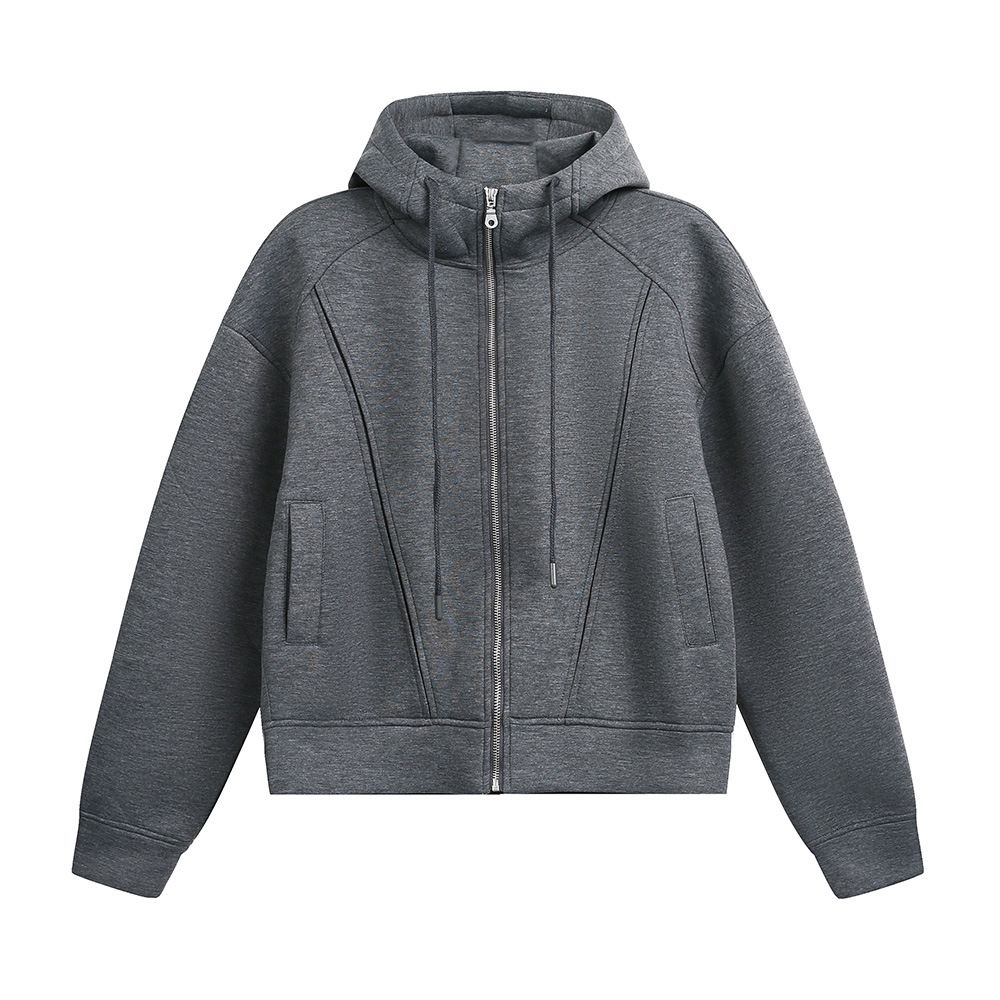 Deconstructed Patchwork Hooded Cardigan Sweatshirt For Men, Autumn Loose Casual Street Style Trendy Brand Ins Solid_viptrois.com