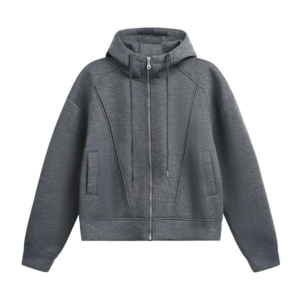 Deconstructed Patchwork Hooded Cardigan Sweatshirt For Men, Autumn Loose Casual Street Style Trendy Brand Ins Solid_viptrois.com