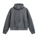 Deconstructed Patchwork Hooded Cardigan Sweatshirt For Men, Autumn Loose Casual Street Style Trendy Brand Ins Solid_viptrois.com