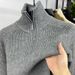 Reversible Turtleneck Sweater Half Zip Knitwear Autumn Winter Thick Solid Color Casual Trendy Slim Fit Base Shirt Men_viptrois.com