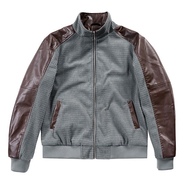 Cross Border European Size Exclusive High Quality Men's Jacket, Stand Up Collar, Color Blocked Design, Trendy Everyday Casual Versatile Outerwear_viptrois.com