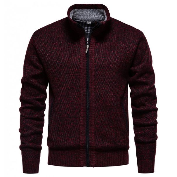 Men’s Winter Stand Collar Cardigan – Thick Knit Sweater Coat (Black/Beige/Dark Gray/Light Gray/Blue/Burgundy/Espresso, M-4XL)_viptrois.com