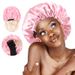 Double layer satin sleeping cap Invisible flat adjustable buckle silk solid color double sided wearable shower cap elastic hair cap_viptrois.com