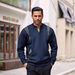 Men's Sweatshirt Contrast Color Pullover Sweater Independent Station Hot Selling V Neck Top Trend_viptrois.com
