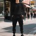 Men’s Loose-Fit Jacquard Sweatshirt Set – Casual Workwear & Commuter Outfit For Autumn/Winter (Black/White/Army Green, M-XXXL)_viptrois.com
