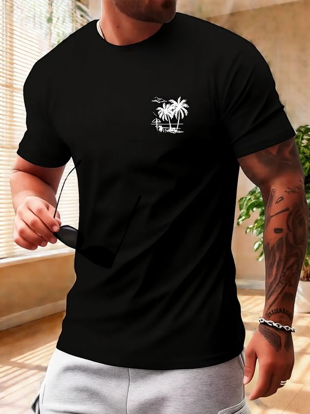 Maglietta Uomo 180g Cotone 100% Maniche Corte Girocollo Casual Traspirante Per Uso Quotidiano Estivo_viptrois.com