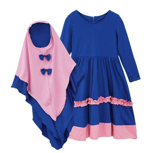 Kids’ Clothing Long Sleeved Dress + Headscarf Two Piece Children's Clothing Ins_viptrois.com