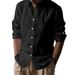 Men's Clothing Shirt Cotton And Linen Long Sleeved Stand Up Collar Breathable Henry Collar Casual New Chinese Style Tops Men_viptrois.com