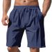 Men's Clothing Summer Thin Linen Breathable Solid Color Beach Sports Casual Loose Five-Point Shorts_viptrois.com