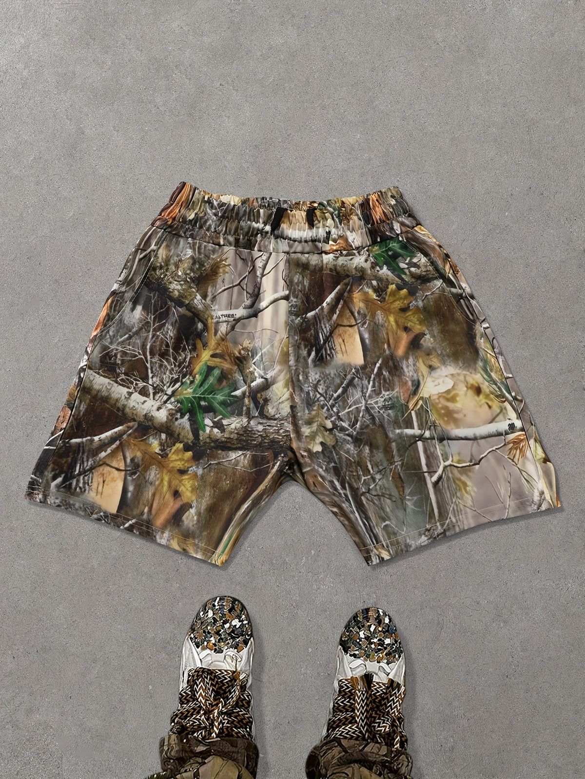 Men's Clothing Summer Natural Jungle Camouflage Casual Fashion Shorts Simulate The Texture Of Tree Trunks And Branches_viptrois.com