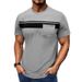 Foreign Trade Summer Cross-border European And American Men's Short-sleeved Crew Neck T-shirt Men's Pullover Striped Printed Top_viptrois.com