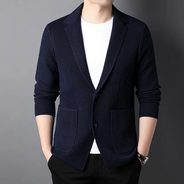 Top Grade Wool 5% New Brand Fashion Knit Korean Style Cardigan Men Slim Fit Sweater Casual Solid Coats Jacket Mens Clothes 2023_viptrois.com