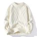 Loom Winter Men's Cable Knit Sweater Casual Versatile European And American Style Mature Solid Color Knitted Pullover Round_viptrois.com