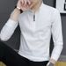 Men's Clothing Long Sleeved T Shirt Slim Polo Shirt Solid Color Business Casual Bottoming Shirt Top_viptrois.com