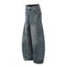 Men's Clothing Distressed Washed Scimitar Wide Leg Jeans For Men And Women Loose Drape Trendy Long Trousers_viptrois.com