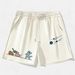 Men's Clothing Men's Fun Cartoon Dinosaur Meteorite Print Loose Fit Shorts Trendy Summer Style Casual Sporty Versatile Couple Style_viptrois.com