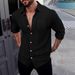 Autumn Linen Shirt Long Sleeved Lapel Breathable Casual Men's New Chinese Pocket Shirt_viptrois.com
