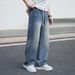 Men's Clothing Men's Autumn 3D Bamboo Joint Retro Blue Washed Jeans, Loose Fit Casual Pants, Versatile Extended Straight Leg Pants_viptrois.com
