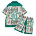 Men's clothing high street flower shirt suit retro poker street shirt casual cardigan shorts matching men_viptrois.com