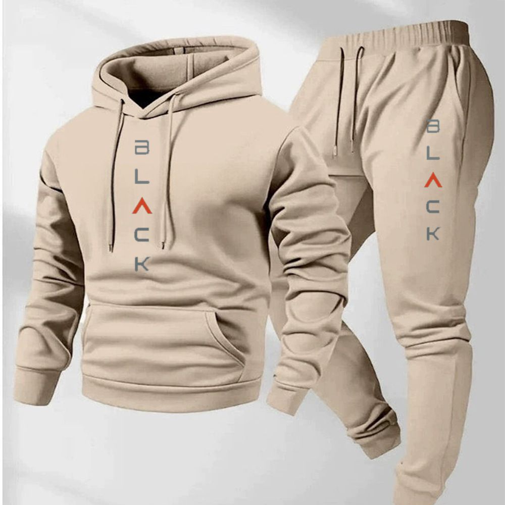 Men's Clothing Fashion Loose Fitting Sports Hoodie Set Fashion Hoodie Tracksuit Set - Cozy Fleece-Lined Sweatshirt & Joggers For Casual & Sporty Look_viptrois.com