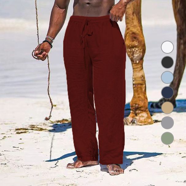 Men's Linen Blend Casual Pants - Straight Leg Breathable Comfortable Trousers For Sports & Daily Wear (Multiple Colors & Sizes S-5XL)_viptrois.com