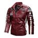 Men's Vintage Motorcycle Jacket Fashion New Biker Leather Jacket Male Embroidery Bomber Coat Winter Fleece Pu Overcoat_viptrois.com