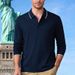 Men's Breathable Polo Shirt – Moisture-Wicking Long Sleeve Golf Shirt With Jacquard Collar (Relaxed Fit, Quick-Dry Polyester)_viptrois.com