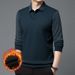 2024 New Clothing Men's Fleece-Lined Thickened Two-Piece Collar Knitted Long Sleeve Winter Casual Base Shirt_viptrois.com