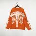 Stylish Contrast Color Skull Jacquard Knit Sweater - Loose Fit Casual Pullover For Halloween & Fall Fashion_viptrois.com