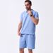 Men's Clothing Solid Jacquard T-Shirt & Shorts Set - Summer Casual Outfit - Breathable Polyester - S-XXXL (Black, Khaki, Gray, Sky Blue, White)_viptrois.com