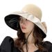 Black rubber sunscreen hat with bow splicing, fashionable fisherman casual outdoor beach sun hat, children_viptrois.com