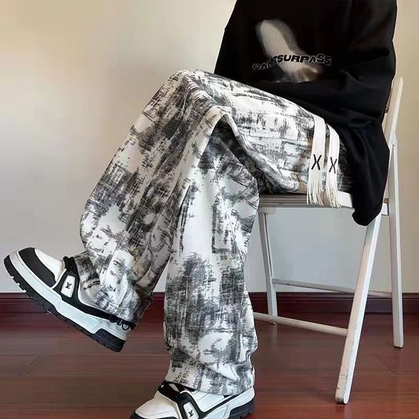 Nordmann Tie-Dye Autumn Winter American Style Looe Trendy Brand Caual Pant Men' Retro High Street Straight-Leg Sport_viptrois.com