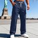 Men's Heavyweight Retro Corduroy Workwear Pants - Relaxed Fit, Multi-Pocket, High Waist, Straight Leg For Casual & Urban Style_viptrois.com