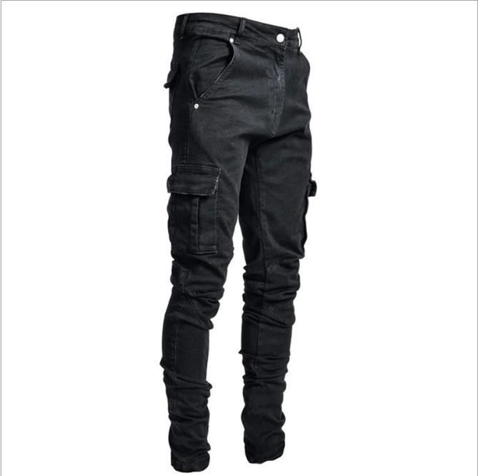 Men's Clothing New Jeans Men's Side Pocket Elastic Skinny Jeans_viptrois.com