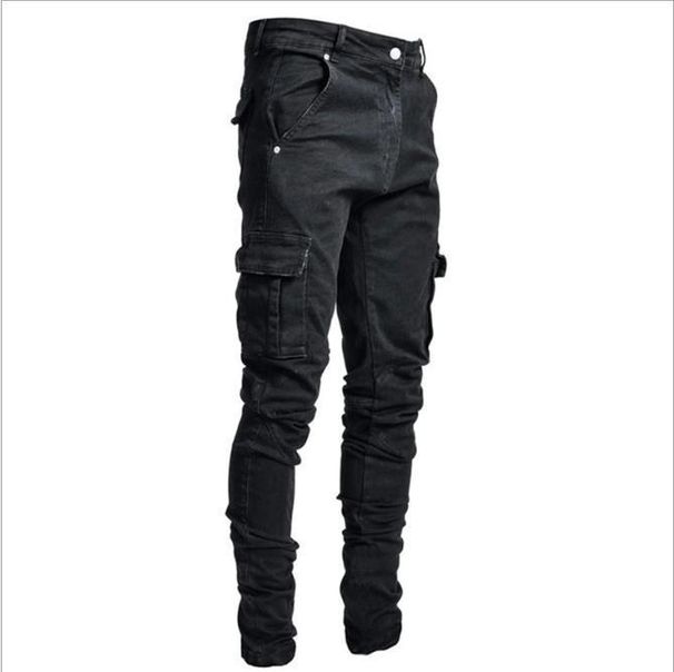 Men's Clothing New Jeans Men's Side Pocket Elastic Skinny Jeans_viptrois.com