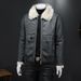 Winter New Men's Fur Integrated Fleece Thickened Coat Slim Fashion Warm Coat_viptrois.com