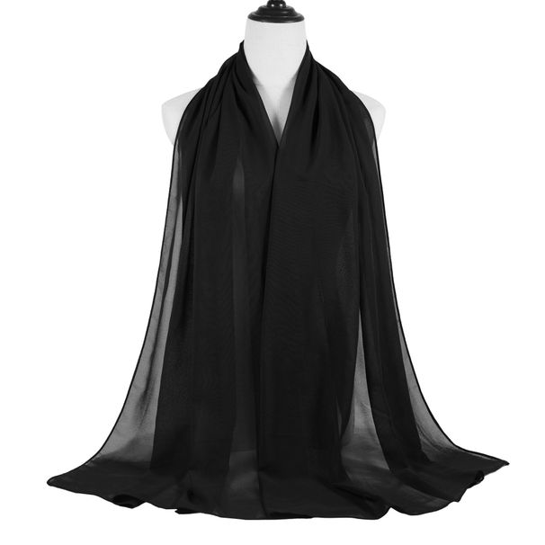 Chiffon scarf women's long scarf high quality windproof and sandproof headscarf four seasons Middle Eastern Muslim shawl_viptrois.com