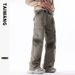 Men's Clothing Thai King Men's Wear 2024 Retro Autumn and Winter Spray Paint Multi Pocket Loose Casual Mopping Pants Men's Trousers_viptrois.com