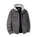 Autumn Winter Hooded Denim Jackets Men Casual Streetwear Outerwear Solid Color Loose Couple Denim Coats Hat Detachable Jacket_viptrois.com