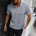 Men's Short Sleeve Shirt Spring American Style Loose Solid Color Jacquard Lapel Casual Business_viptrois.com