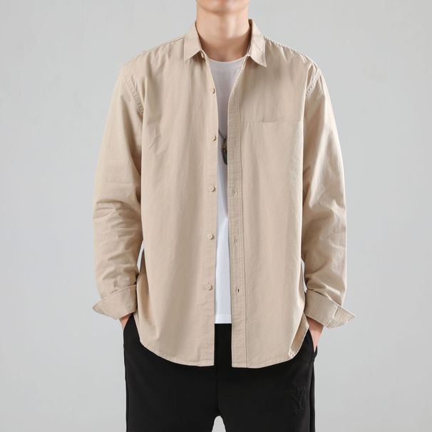 Men's Clothing New Long Sleeved Shirt Men's High End Commuting Simple Casual Versatile Shirt Jacket_viptrois.com