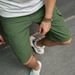 Men's Casual Distressed Denim Cargo Shorts - Mid Waist Slim Fit Stretch Cotton Army Green Streetwear_viptrois.com