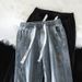American Retro Splicing Letter Webbing Jeans Men's High Street Vibe Trendy Brand Versatile Loose Straight Wide-leg Trousers_viptrois.com