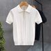 Men's Clothing Men's Half Zip Knit Short Sleeve Sweater T-Shirt Thin Style Ice Silk Collar Summer Suitable For Formal & Casual For Men_viptrois.com