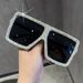 Cross Lens Fashion Square Diamond Studded Sunglasses For Women Internet Celebrity Street Shooting Catwalk Party Sunglasses Anti Ultraviolet_viptrois.com